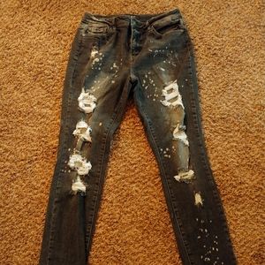 Judy Blue black bleach splattered boyfriend jean